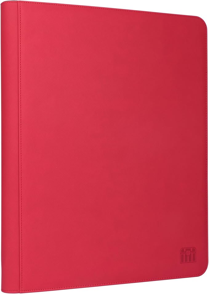 16 Pocket Top loader Binder, Holds 640 Top Loaders, Top loader Binder with Sleeves for 3'' x 4'' Top loaders - Red