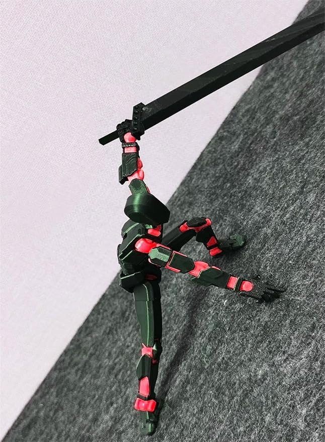 T13 (Assembly Completed) 3D Printed Action Figure,Dummy 13 Robot Action Figure, T13 Collectible Action Figure Articulated, for Collectors Desktop Decorations, muñeco de acción (Black Red)