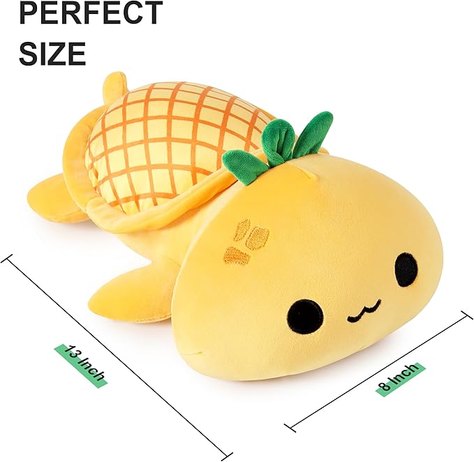 Onsoyours Turtle Plush Cute Pineapple Soft Stuffed Animal Turtle Plush Pillow, Tortoise Kawaii Pineapple Plushie Toy for Kids (Pineapple Turtle, 13")