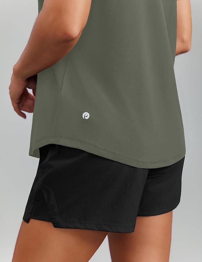 PINSPARK Soft Workout Tops for Women Short Sleeve V Neck Moisture Wicking UPF 50+ Sun Protection Quick Dry Gym Shirts