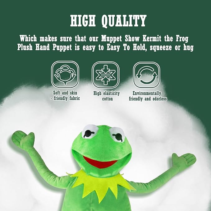 Kermit Frog Puppet, The Muppets Show, Soft Hand Frog Stuffed Plush Toy, Gift Ideas for Boys and Grils- 24 Inches