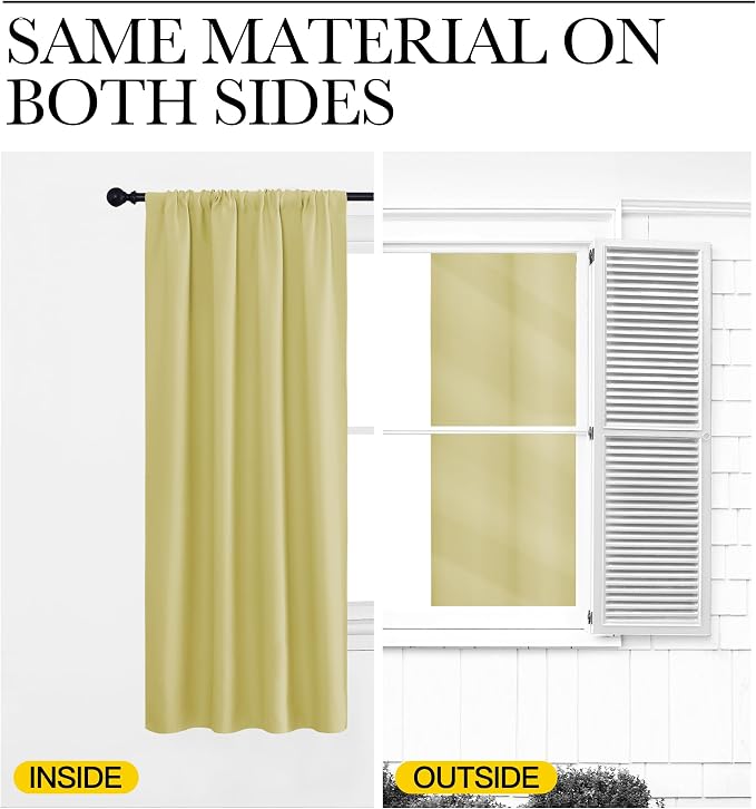 NICETOWN RV Blackout Curtains for Camper Windows, Paler Yellow, 29" Wide by 50" Long, 2 PCs, Short Blackout Curtains & Drapes, Thermal Insulated Blackout Curtain Panels for Kids Room, Play Room