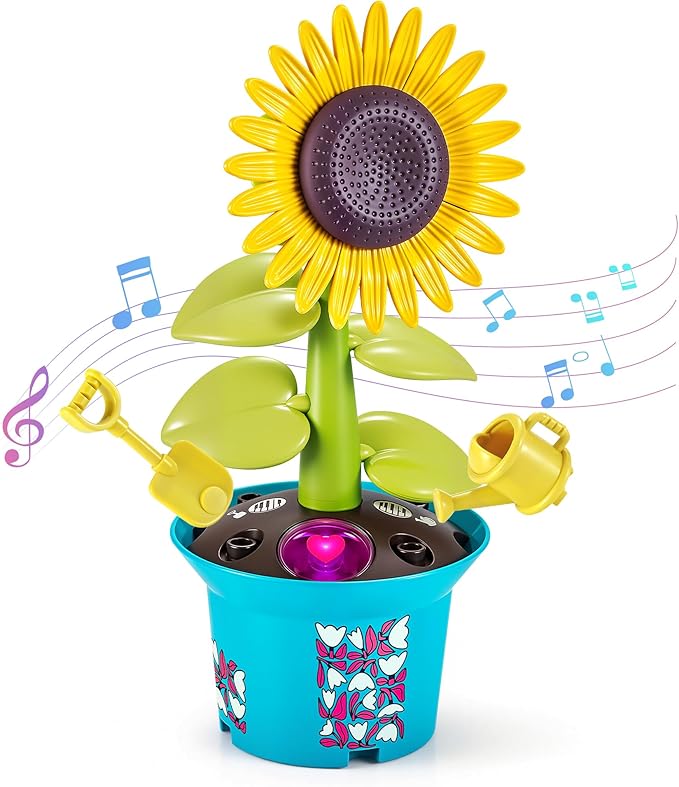 Flower Building Toy with Music, Flowers Botanical Plants Blocks Sets Kits, Halloween Birthday Thanksgiving Gift Ideas for Kid Girl Boy Child, Home Dorm Room Desk Decor, Ages 5 6 7 8, Sunflower