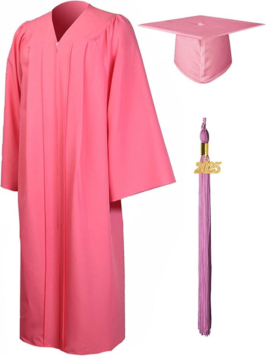GraduationMall Matte Graduation Gown Cap Tassel Set 2025 for High School and Bachelor