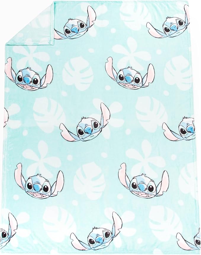 Jay Franco Disney Lilo & Stitch Throw Blanket with Gift Box - Kids Super Soft Special Edition Floral Fleece Bedding - Plush Throw Measures 46 x 60 Inches
