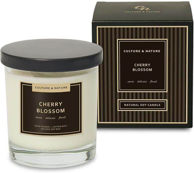 CULTURE & NATURE Natural Soy Wax Candle 7oz Cherry Blossom Scented