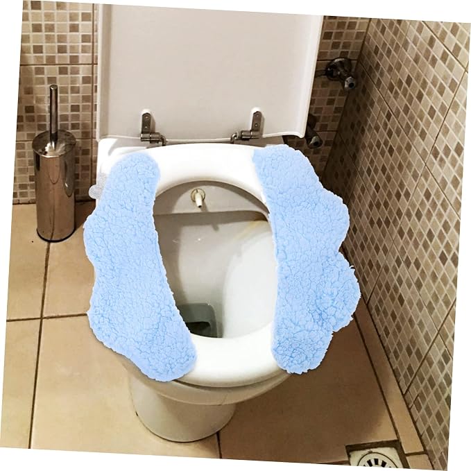 TIDTALEO 2pcs Plush Toilet Seat Toilet Seat Warmer Cover Training Potty Bathroom Soft Thicker Warmer Toddler Potty Children Toilet Seats Cushions Self-Adhesive Pad Washable Flannel（ Random Color)