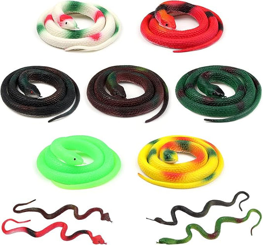 11 Pieces Rubber Snakes Realistic Large Lifelike Fake Snake Plastic Garden Snake to Keep Birds Away Scare Squirrels Halloween Prank Props Scare Snakes