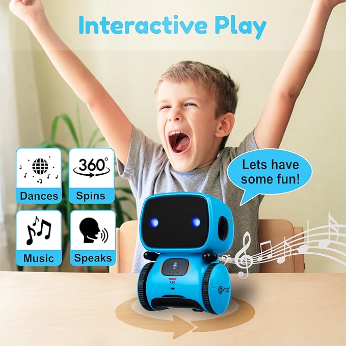 Contixo R1 Kids Robot Toy, 3pcs Interactive Smart Robots with Voice Control Talking Dancing Learning Touch Sensor Compact Educational Portable Toy for Boys Girls Toddlers 3-8 Years Old Birthday Gifts