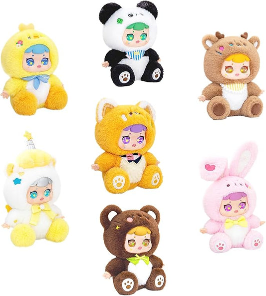 Plush Doll Blind Box Figures, Animal Cub Party Series Blind Box, Vinyl Plush Toy, Random Design Action Figures Collectible Toys Home Decorations, Holiday Birthday Gifts for Girls & Adults, Single Box