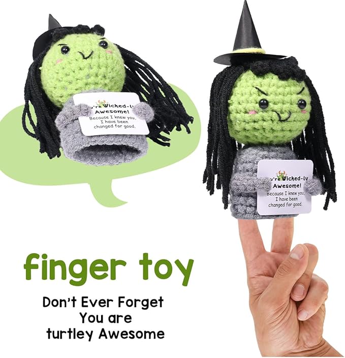 AICase Wicked Merch Wicked Dolls Elphaba Glinda Gifts Wicked Witch of The West Crochet Funny Positive Wicked Gifts Emotional Support Nuggets Gifts Handmade Cheer Gifts for Women/MoM Men Birthday