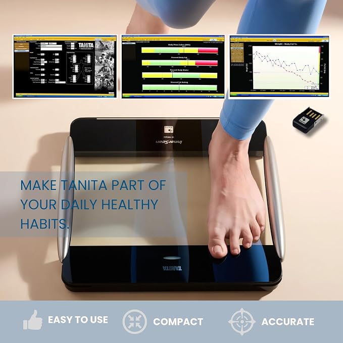 Tanita BC-1000plus Black ANT+ Wireless Body Composition Monitor -Japan Technology - Premium Build - Smart Digital Scale with 15 Full Body Metrics, BMI Fat Muscle Mass Analysis - 440 lbs Capacity