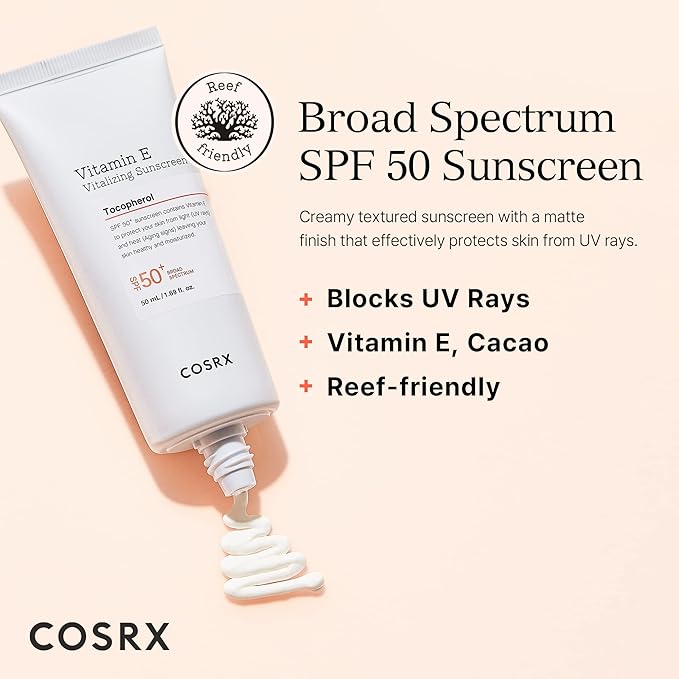 COSRX Morning Skincare Routine- Retinol 0.1% Cream + SPF 50 Vitamin E Suncscreen- Firm and Reduce Signs of Aging, Protect Skin from UVA & UVB Rays, No White Cast, Korean Skin Care
