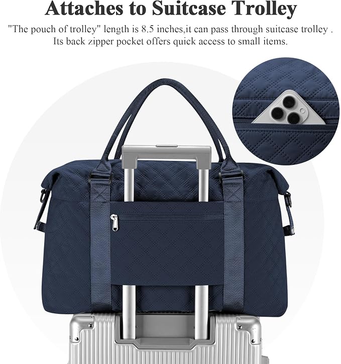 Travel Duffel Bag, Carry On Overnight Weekender Bags for Women | Travel Bag with Wet Pocket & Trolley Sleeve, For Spirit Airlines 18x14x8 Personal Item Bag