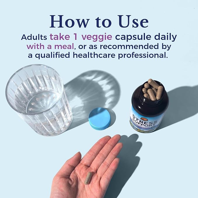 Vitalitown Stress Support Supplement, Calming Blend of Ashwagandha, GABA, L-Theanine, Lemon Balm, Natural Cortisol Response, Ease Stress & Tension, Promote Relaxation & Mental Focus, 60 Vegan Caps