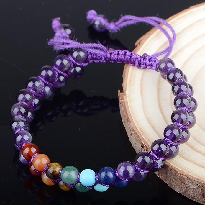 MASSIVE BEADS Double Layer Natural Chakra Healing Power Crystals Macrame Bracelet Yoga Stone Beads Gemstone Meditation Relax Anxiety Bangle for Unisex Women Men