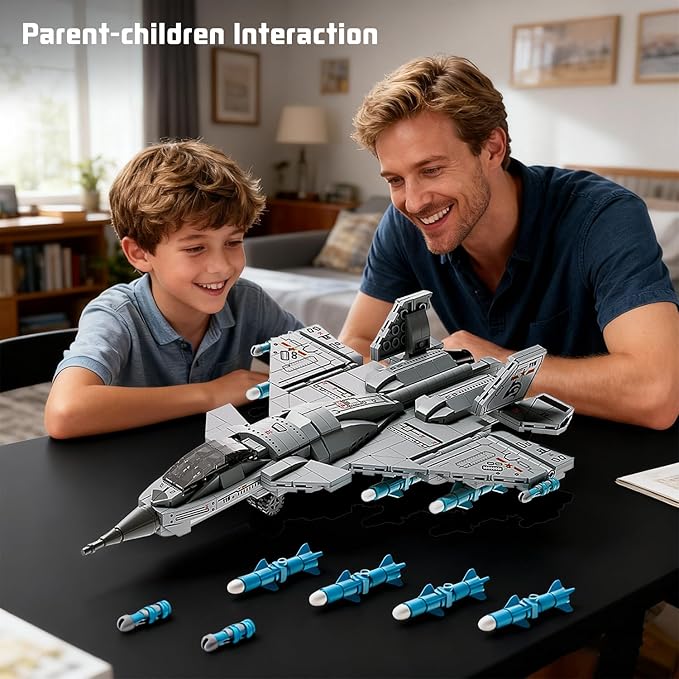 Military Fighter Jet Building Set for Boys Age 8-12,Airplane Aircraft Model Toys with Foldable Wings,Army Plane Kits,STEM Birthday Gifts for Old Kids Adult Teens 6+ 8-14(577PCS)