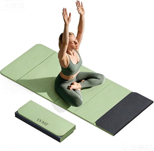 Foldable Yoga Mat 0.32 inches Thick(8mm), SGS Certified POE Material | Non Slip, 71 x 24 inches, Foldable for Travel, Pilates, Camping, Environmental Sports Mat, Odorless