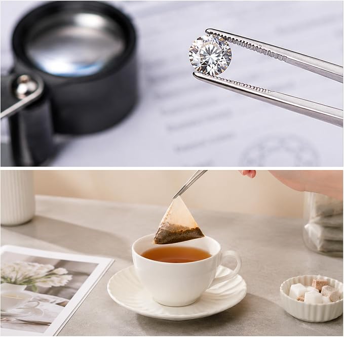Kitchen Tweezers Bar Tweezers 8 In Long Cooking Tweezer 6 Pcs | Stainless Steel Garnish Tongs for Cooking Metal Tongs Reptile Feeding Tong Kitchen Tong for Korean Barbecue Cocktail