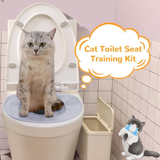 Cat Potty Toilet Training Kit, Removable Cat Toilet Seat Training Kit, Portable Safe Urinal Pottys with Slip Proof Edges, Reusable Urinal Potty, for Kitten Pet RV House Travel Home