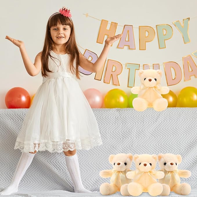 HyDren 24 Pcs Operation Christmas Bear Stuffed Animal Plush Gift Bulk 12 Inches Soft Toys for Kids Christmas Charity Donation, Holiday Party Favors & Classroom Gifts(Beige)