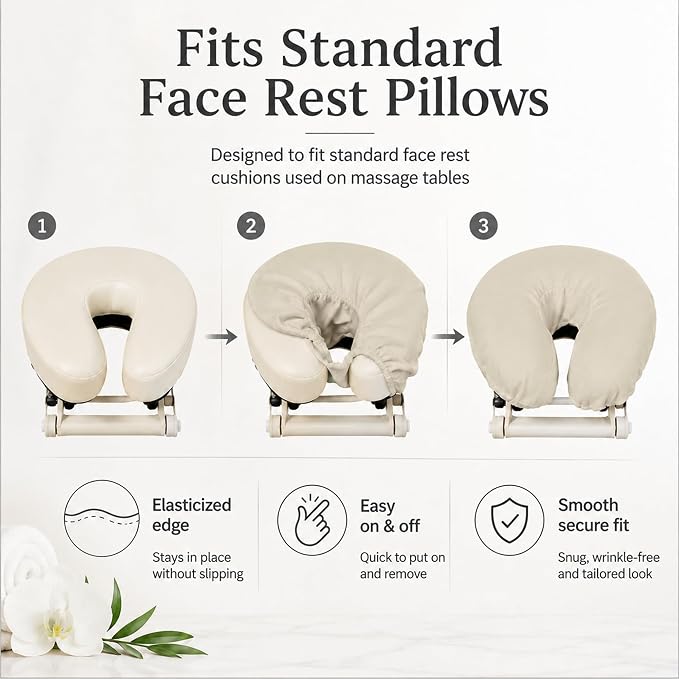 ForPro Premium Microfiber Massage Face Rest Cover, Natural, Ultra-Light, Stain and Wrinkle-Resistant, for Massage Tables, 10-Count