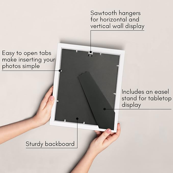 Americanflat 8x10 Picture Frame with Shatter-Resistant Glass - Use as 5x7 Frame with Mat or Display 8x10 Photo Without Mat - Signature Collection - Picture Frames for Tabletop and Wall Display - White | Shatter-resistant glass, wall or tabletop display...