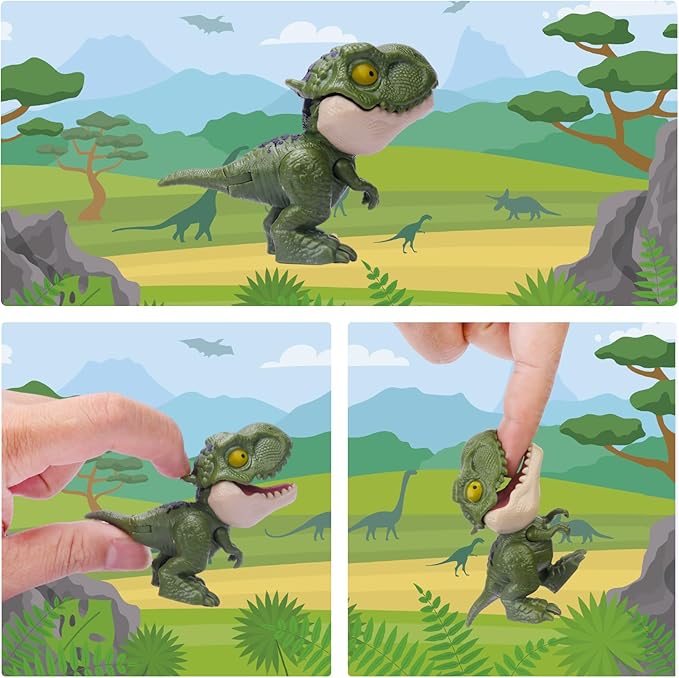 Zwish 6PCS Biting Finger Dinosaurs Toy Collectibles for Display, Play and Snap On Figure Novelty Creative Theater Puppet Doll Animal Hand Puppet Dino Party Supplies Easter Egg Fillers