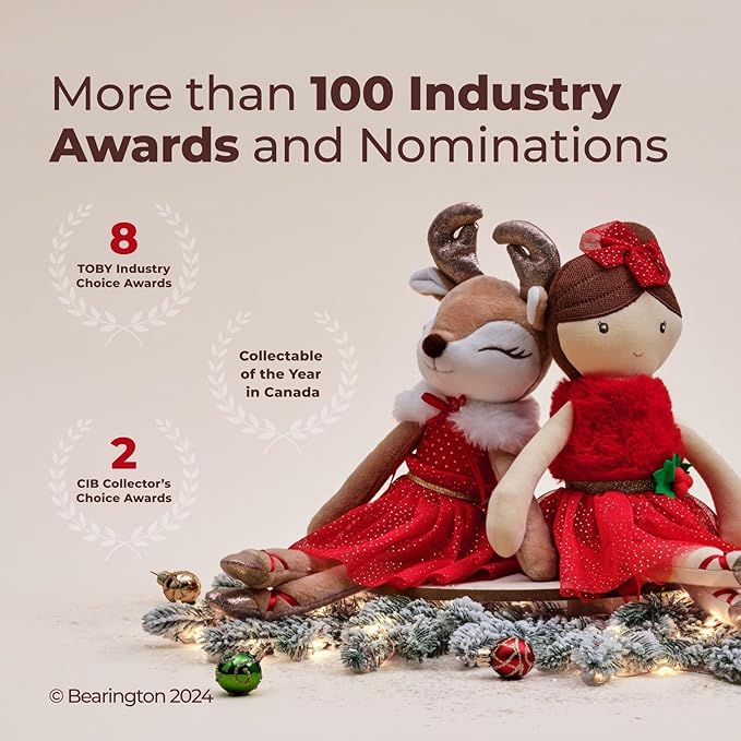 Bearington Reiny Plush Reindeer Stuffed Animal, 11.5 Inch Stuffed Reindeer Plush Toy, Ideal Christmas Stuffed Reindeer Gift for Toddlers, Kids & Teens, for Ages 3-14