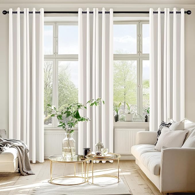 MIULEE Blackout Curtains for Bedroom 2 Panels 40 x 80 Inch Long Ivory | Thermal Insulated, Living Room Darkening Grommet Drapes, Noise Reducing, Light Blocking Window Treatments