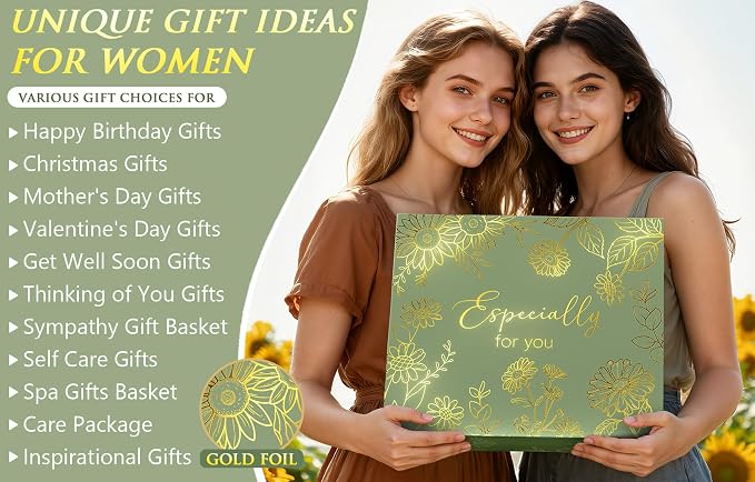 Birthday Gifts for Women Get Well Soon Spa Gift Baskets Self Care Package | Thinking of You After Surgery Thank You Gifts Set, Relaxation Christmas Sunflower Gifts for Women Mom Best Friend Sister Wife