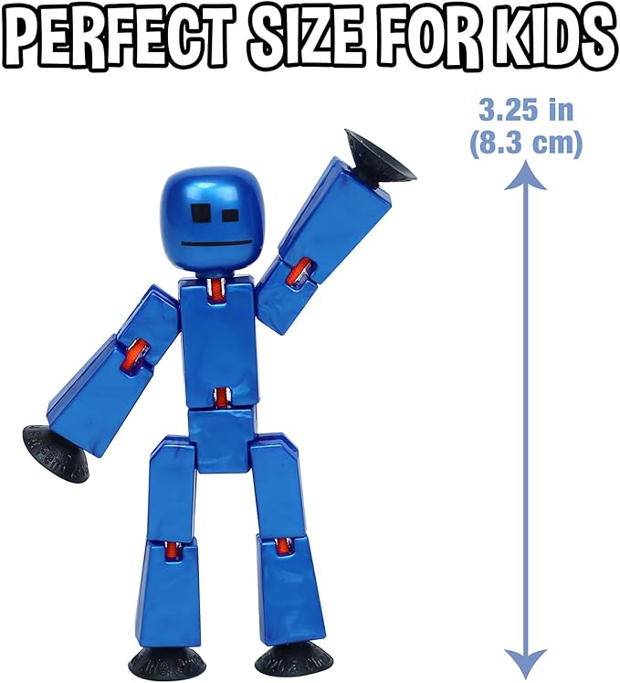 Zing StikBot Single Pack - Includes 1 StikBot - Collectible Action Figures and Accessories, Stop Motion Animation, Ages 4 and Up (Metal Blue)