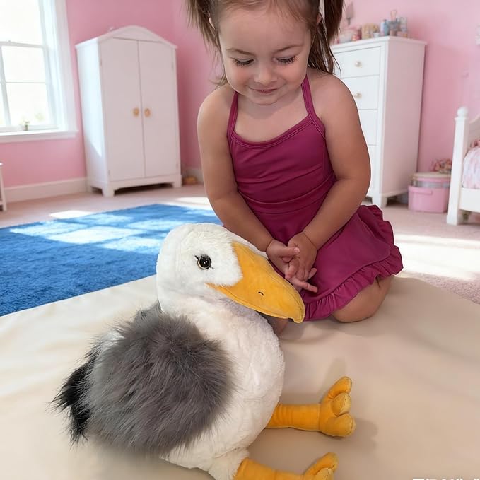 MaoGoLan 4Pcs Big Seagull Stuffed Animal with Babies Inside,17.7" Mama Seagull Plush with Three Adorable Baby Seagull Plushies for Small Hand,Beach Plush Lover Gift for Kids,Boys,Girls