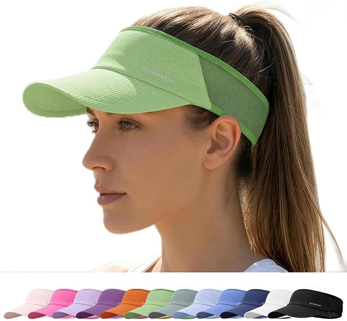 Sport Sun Visor Hat for Women Men - Lightweight Stretchy Polyester Spandex Quick Dry Sweatband Wrinkle Resistant