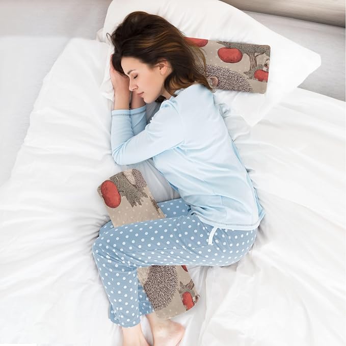 Hedgehogs Apple Trees Brown Neck Roll Pillow Bolster Round Health Memory Foam Long Cervical Cylinder Pillows with Removable Washable Cover for Body Bed Legs Back Yoga