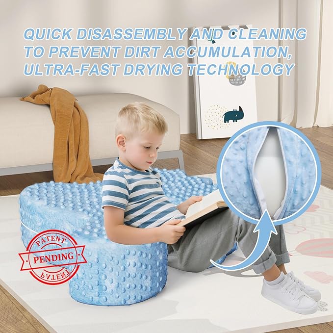 Sensory Soft Squeeze seat, Sensory Chairs specifically Designed for Children with Sensory Needs,Ball Shape enhances Sensory Experience，Providing Gentle Squeeze Embrace, Washable Cover,Blue
