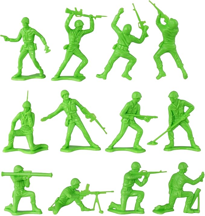 TimMee Plastic Army Men - Lime Green 48pc Toy Soldier Figures - Made in USA
