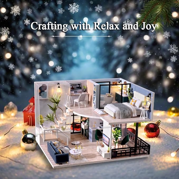 RHZN Miniature House Kit, Dollhouse Kit, Miniature Kit, DIY Mini House Building Kit for Adult