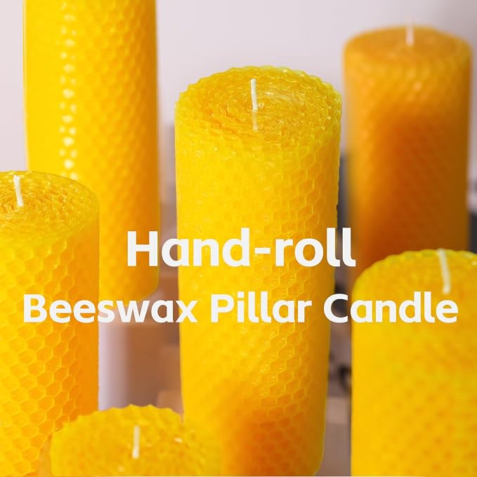 4 Pack Beeswax Pillar Candles, 2x5 Inch Beeswax Candles for Home | Natural Beeswax Non Toxic,Unscented Dripless Smokeless,Handmade Emergency Candles Long Burning,Organic,20 Hours,Paryer,