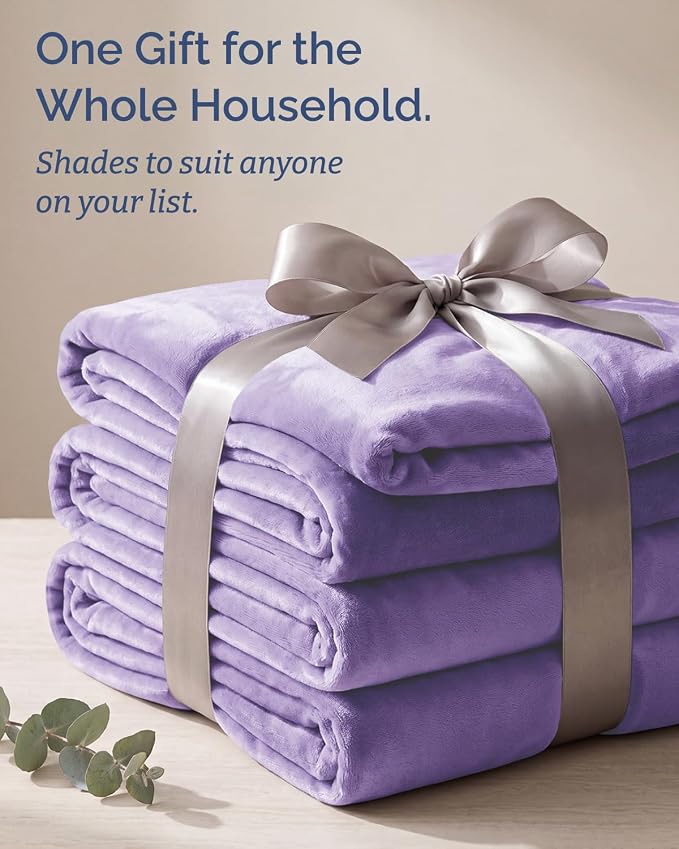 Ultra Soft Fleece Blanket Oversized King Size - Flannel Fleece Luxury Blanket - Lightweight for Couch Bed Chair - Thick, Warm and Breathable - All Season Cozy, Pastel Lilac