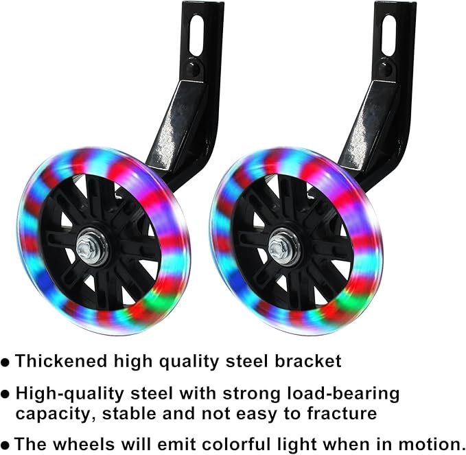 Murtenze 1 Pair of Children's Bicycle Auxiliary Wheel Bicycle Accessories, Flash Silent Training Wheels for 14" Training Wheels Kids Bike Wheel