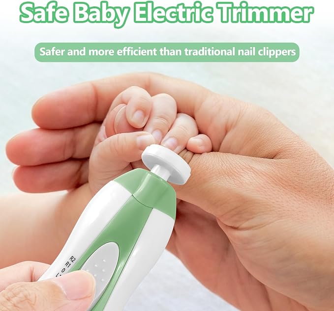 Qunlions life Baby Nail Trimmer Electric, 6 in 1 Baby Nail File Clippers Infant Grooming Kit Manicure Set for Toddler or Adults, Green