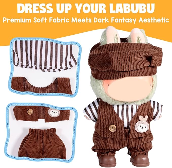 AICase for 17cm Doll Clothes/Outfit,Clothing Set for 17cm Doll,3 Piece Set Hat Clothing,Boys and Girls Stylish Adorable Clothes Accessories_08