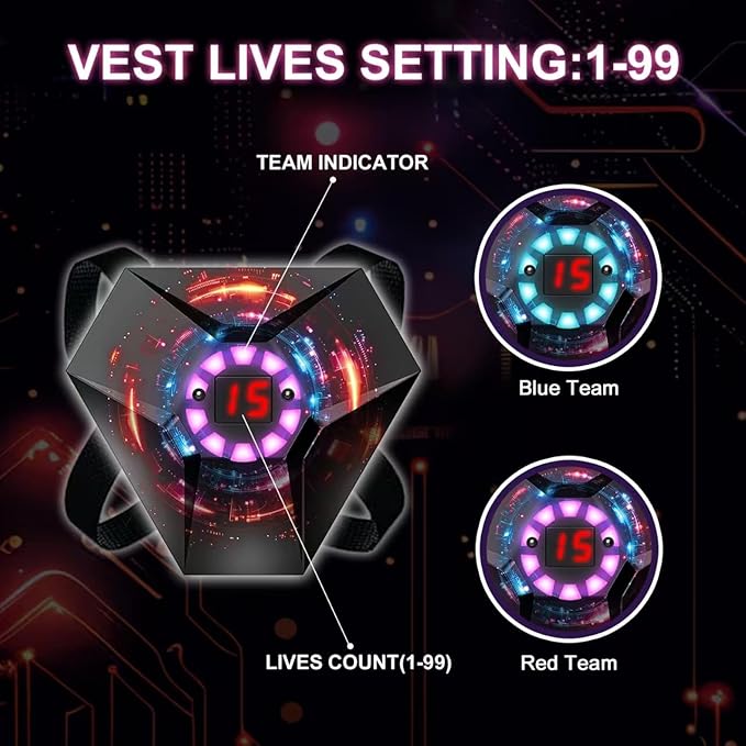 Laser Tag Guns Set of 2: LED Vest Setting | Dynamic Barrel | Fun Ideas Age 8+ Year Old Toys | Lazer Game Teen Boys & Girls Outdoor Activity | Gift for Kids, Teens & Adults