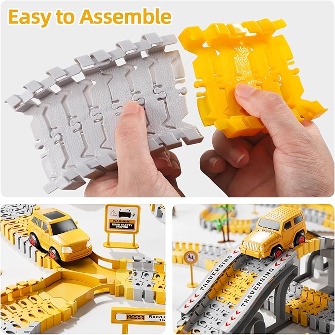 iHaHa Toddler Boy Toys 236 PCS Race Tracks Toys Gifts for 3 4 5 Year Old Boys Kids, 6 PCS Construction Car Toys Gifts for 2 3 4 5 Year Old Boys, Christmas Birthday Gifts Toys for 3 4 5 Year Old Boys