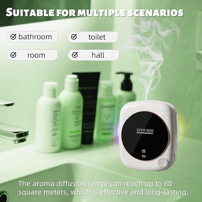 Waterless Essential Oil Diffuser for Home Office Travel Ultrasonic Aromatherapy Small Cordless Diffuser with 7 Mist Modes for Bedroom Bathroom Hotel Car Portable Air Freshener & Scent Machine