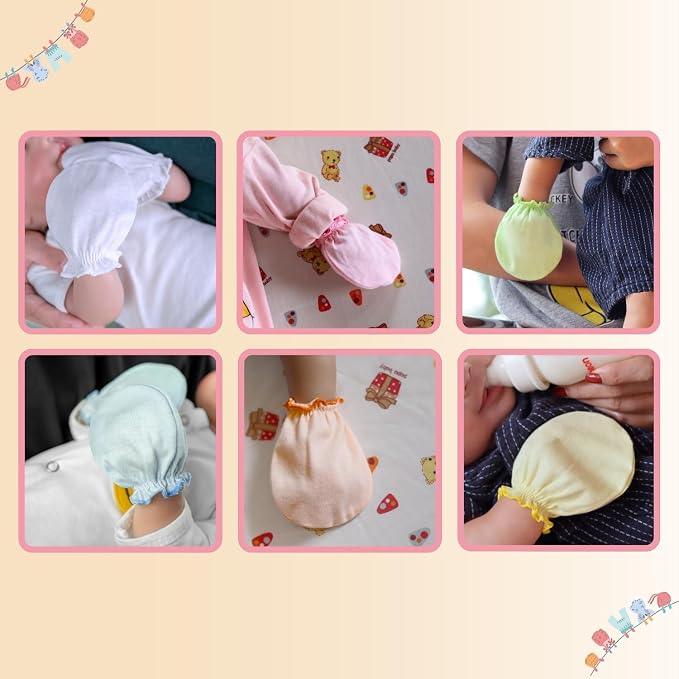 RATIVE Baby Mittens Newborn No Scratch Gloves, Organic Cotton Infant Mittens for Baby Boy & Girl, 0-6 Months