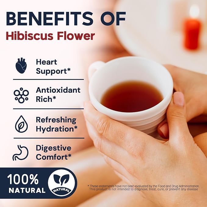 Hibiscus Tea Bags, Hibiscus Flower Herbal Tea - Rich in Vitamin C, Caffeine Free,Sugar Free, 100 Teabags