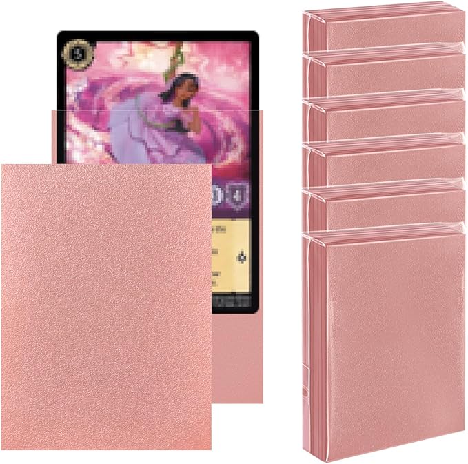 300CT Rose Gold Card Sleeves for Lorcana, MTG - Clear Front Textured Back, Standard Size for MTG, Baseball, Sports Cards, Game Cards
