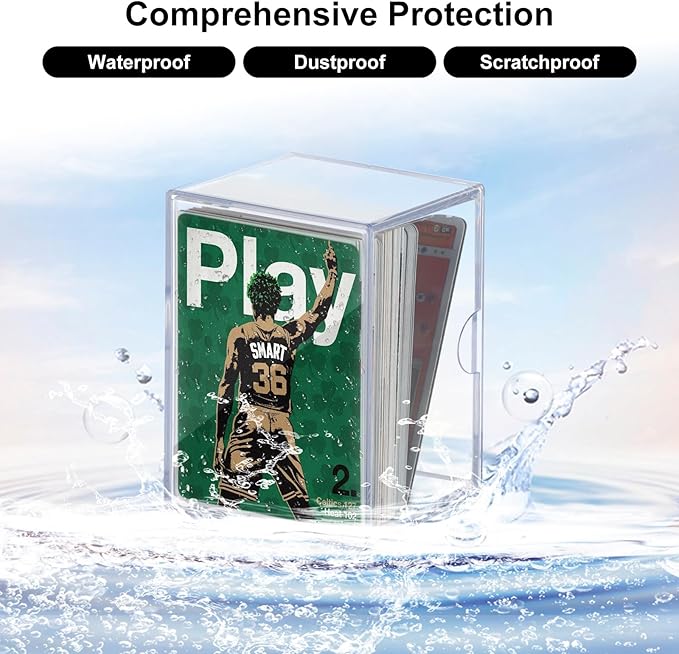 10-Pack 100-Count Deck-Case Card-Box - 2 Piece Trading Card Storage Box, Trading Deck Boxes, Clear Case Collection Storage Box for Gaming, Sports, Playing